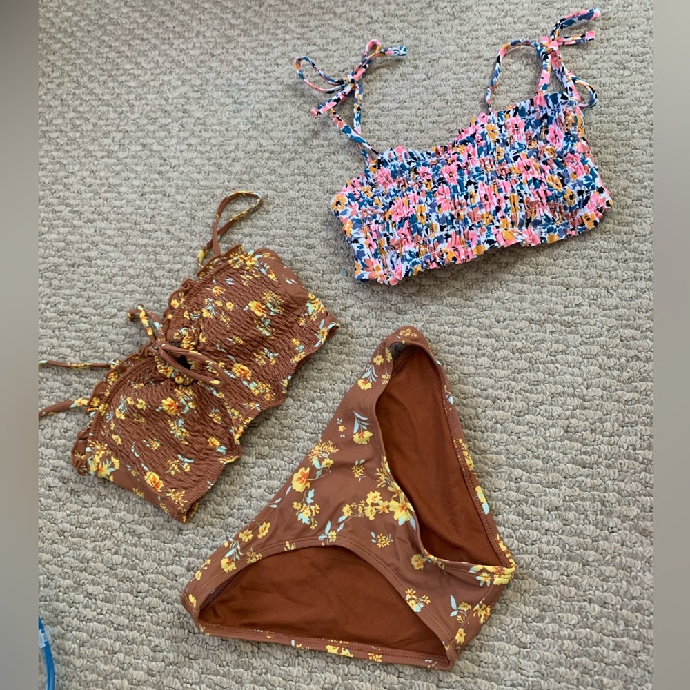 Xhileratjon Retro Two Piece Bikini Swimsuit lXS Ruched tops Bathingsuit floral